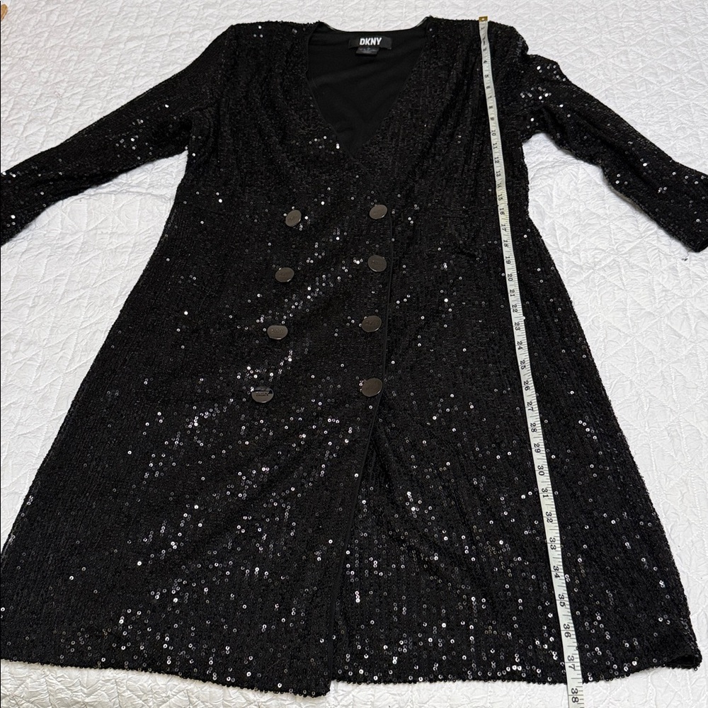 DKNY Womens Long Sleeve Double Breasted Sequins Blazer Dress - Picture 4 of 6